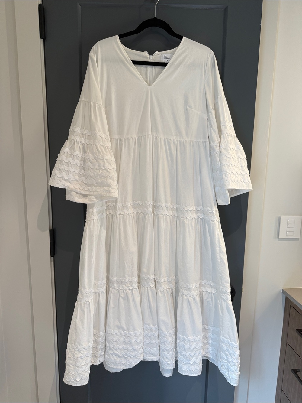 Target Lisa Marie Fernandez for Target White V-Neck Tiered Maxi Dress